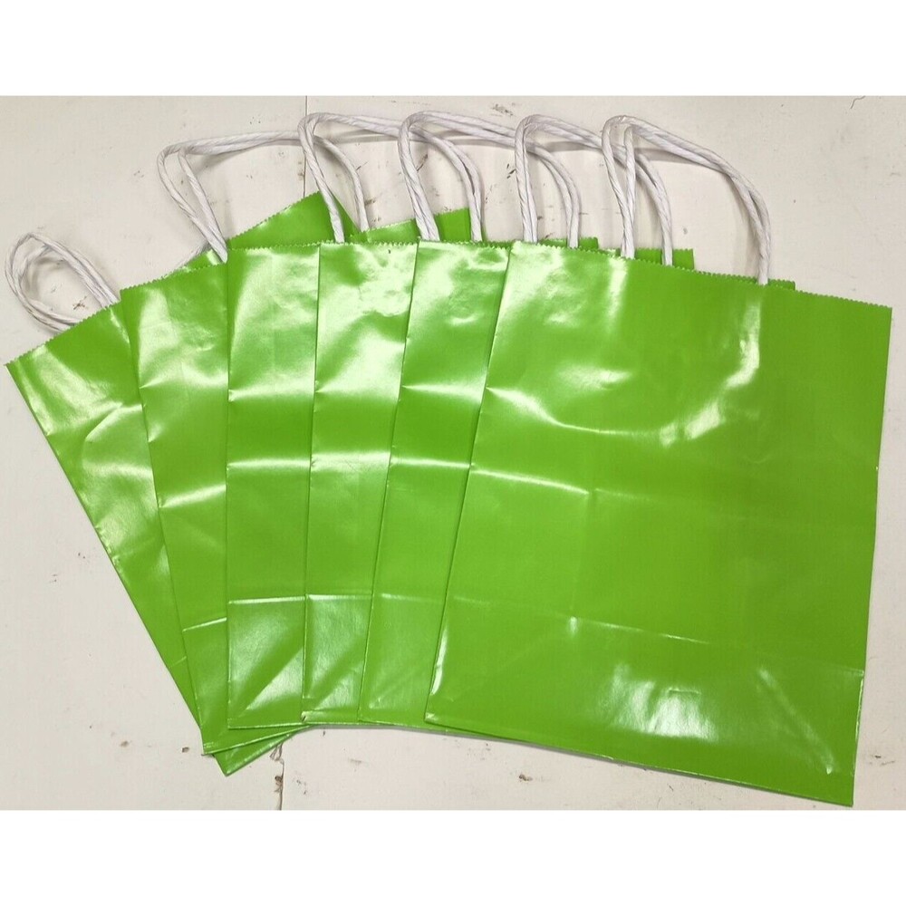 American Greetings Solid Lime Green Gift Bags Lot Of 6